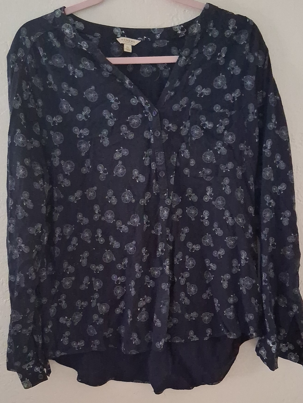 Sonoma Navy Floral-Print Button Down Shirt